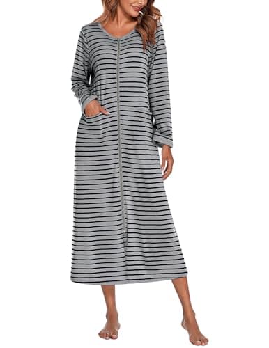 Ekouaer Women's Long House Coat with Pockets S-4XL