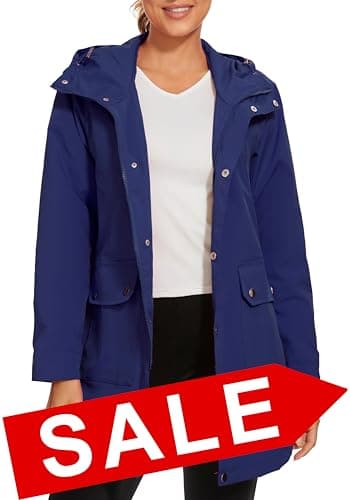 PESION Women's Waterproof Lightweight Raincoat with Pockets