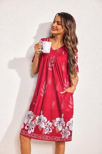 Ekouaer Women's Floral Print Mumu Dress