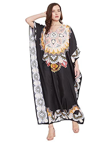Oussum Plus Size Long Maxi Polyester Kaftan Gown for Casual Beach Party