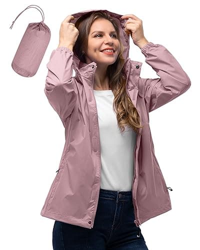 Women's Waterproof 33,000ft Rain Jacket with Hood for Golf & Hiking