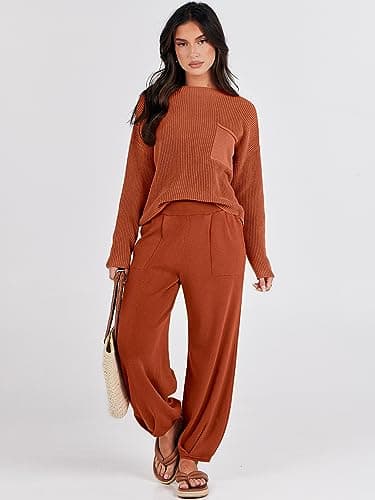 Caracilia Women's 2-Piece Knit Tops and Loose Pants Sets