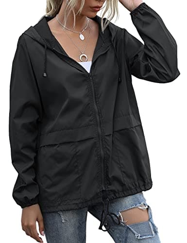 JMinger Women's Lightweight Waterproof Windbreaker Raincoat with Pockets S-XXL