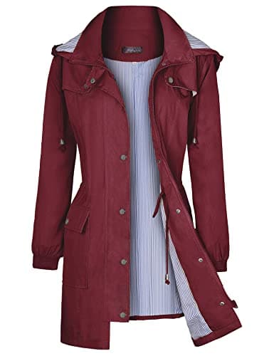 Bloggerlove Women's Lightweight Waterproof Raincoat with Hood S-XXL