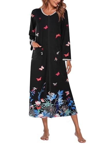 Ekouaer Women's Long House Coat with Pockets S-4XL
