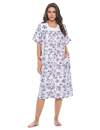 Women's Snap-Front House Dress with Pockets