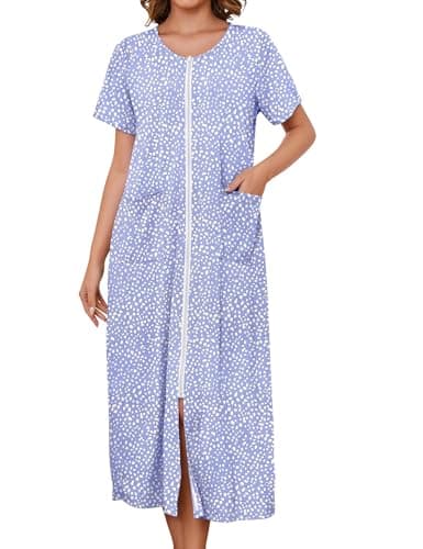 Bloggerlove Zipper Front Robes for Women House Coat with Pockets S-3XL  
Bloggerlove Zipper Front Robes for Women Lounge Wear Half Sleeve S-3XL  
Bloggerlove Zipper Front Robes for Women Nightgown with Pockets S-3XL