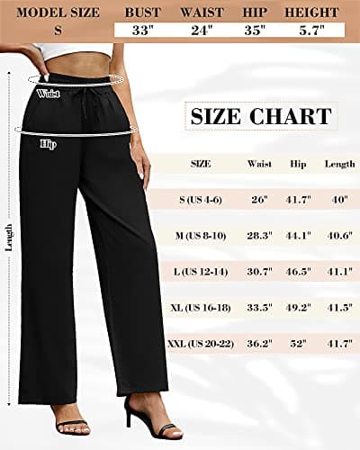 Ficerd Women's Cotton Linen High-Waisted Wide Leg Pants with Pockets