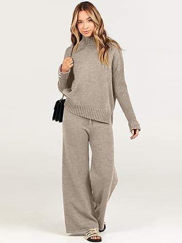 Caracilia Women's 2-Piece Fall Sweater Set & Wide Leg Pants Travel Fashion