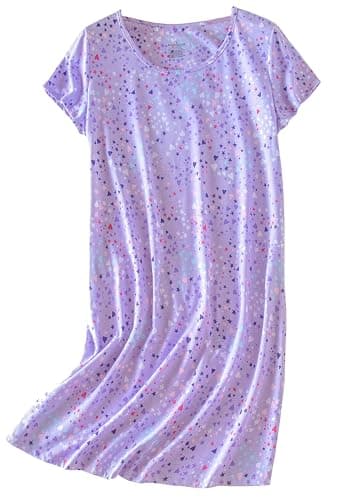 PNAEONG Women's Cotton Short Sleeve Nightgown Casual Print Sleepdress