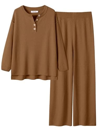 ANRABESS Women Oversized Waffle Knit Sweater Lounge Set 2025 Fall Trends