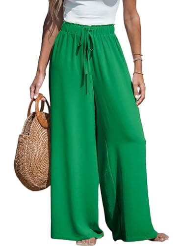CUPSHE Women's High-Waisted Flowy Linen Palazzo Pants