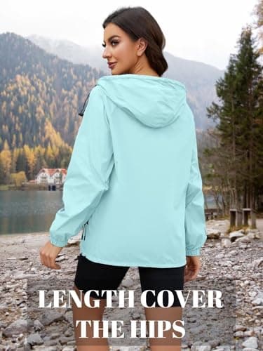 CRIPOM Women's Lightweight Waterproof Rain Jacket with Hood and Pocket S-XXL