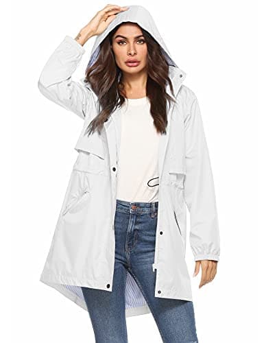 Womens Waterproof All-Weather Raincoat with Cinch Waist