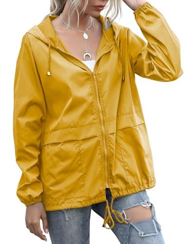 JMinger Women's Lightweight Waterproof Windbreaker Raincoat with Pockets S-XXL