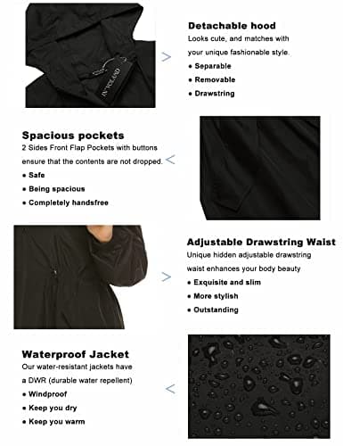 IN'VOLAND Plus Size Women's Lightweight Hooded Raincoat with Pockets