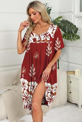 Mumu Women's Short Sleeve Nightgown with Pockets