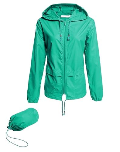 Hount Women's Lightweight Waterproof Hooded Raincoat Packable Outdoor Jacket (S-3XL)