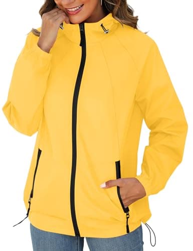 Women's Avoogue Waterproof Rain Jacket with Hood and Pockets S-3XL