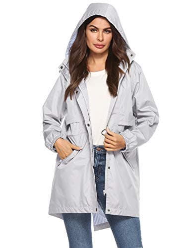 Womens Waterproof All-Weather Raincoat with Cinch Waist