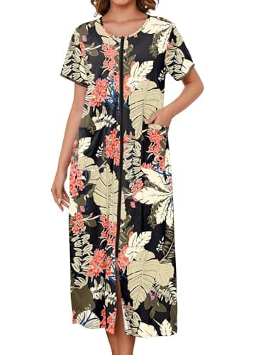 Bloggerlove Zipper Front Robes for Women House Coat with Pockets S-3XL  
Bloggerlove Zipper Front Robes for Women Lounge Wear Half Sleeve S-3XL  
Bloggerlove Zipper Front Robes for Women Nightgown with Pockets S-3XL