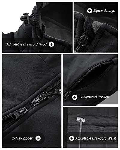 Women's 33,000ft Waterproof Softshell Long Rain Jacket With Hood Fleece Lined