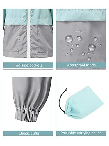 Century Star Plus Size Women's Waterproof Rain Jacket with Hood