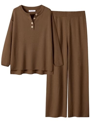 ANRABESS Women Oversized Waffle Knit Sweater Lounge Set 2025 Fall Trends