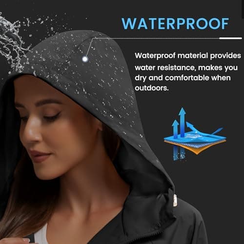 Zando Women's Waterproof Lightweight Raincoat with Hood Packable Windbreaker