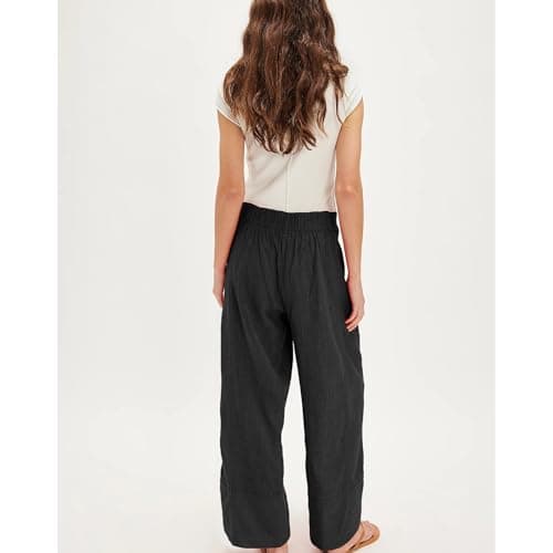SeeLuNa Women's Cotton Boho Wide Leg Pants with Pockets