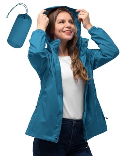 Women's Waterproof 33,000ft Rain Jacket with Hood for Golf & Hiking