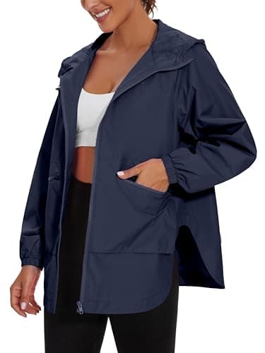PESION Women's Waterproof Lightweight Raincoat with Pockets