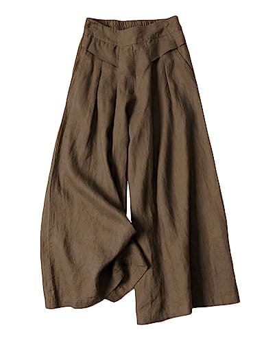 Bianstore Women's Culottes Wide Leg Pants with Pockets Elastic Waist