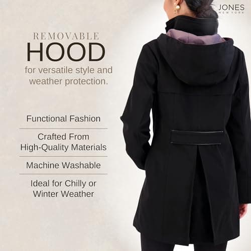 Jones NY Women's Waterproof Spring Rain Jacket with Hood