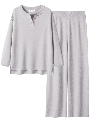 ANRABESS Women Oversized Waffle Knit Sweater Lounge Set 2025 Fall Trends
