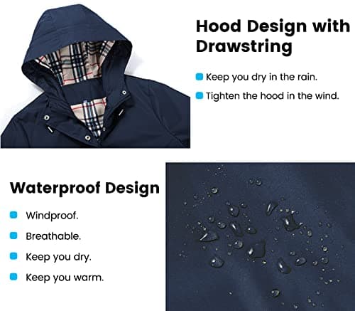 Adiwiid Women's Lightweight Waterproof Rain Jacket with Hood