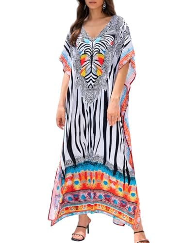 IMAGEKOPE Plus Size Vneck Batwing Dress for Women Bathing Suit Cover up Moroccan Caftan Dresses