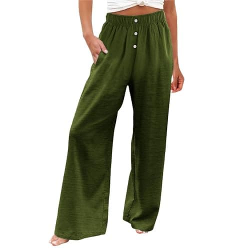 Women's Casual High Waisted Wide Leg Linen Pants