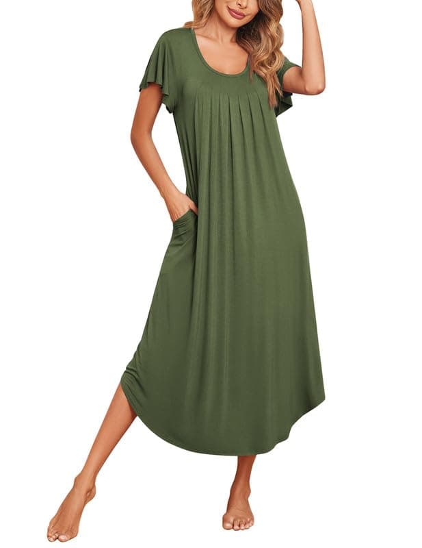 Ekouaer Soft Flare Sleeve Sleepshirt M-3XL