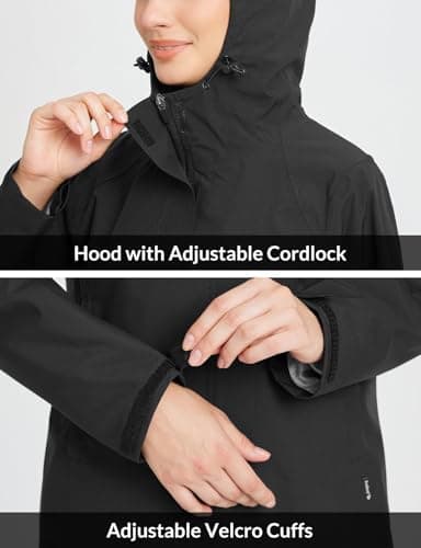 Baleaf Womens Waterproof Hooded Rain Jacket for Hiking Travel