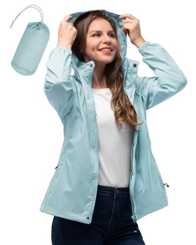 Women's Waterproof 33,000ft Rain Jacket with Hood for Golf & Hiking