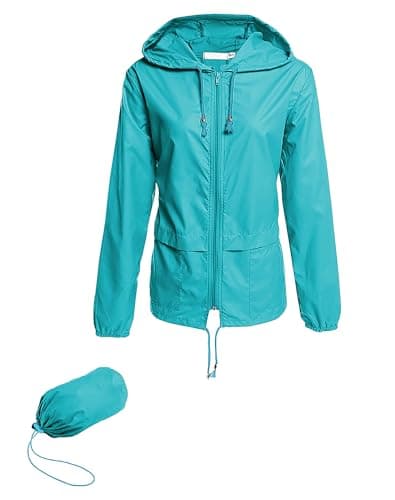 Hount Women's Lightweight Waterproof Hooded Raincoat Packable Outdoor Jacket (S-3XL)
