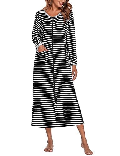 Ekouaer Women's Long House Coat with Pockets S-4XL