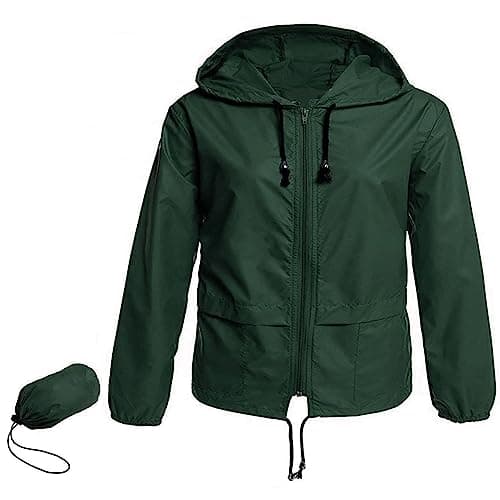 Zando Plus Size Women's Waterproof Hooded Raincoat Light & Packable