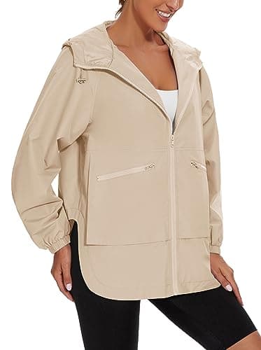 PESION Women's Waterproof Lightweight Raincoat with Pockets