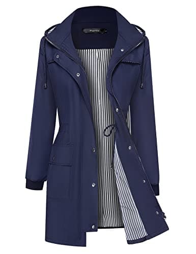 Bloggerlove Women's Lightweight Waterproof Raincoat with Hood S-XXL