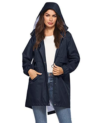 Womens Waterproof All-Weather Raincoat with Cinch Waist