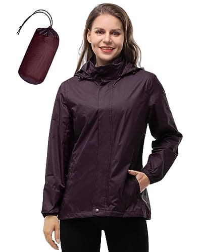 Women's Waterproof 33,000ft Rain Jacket with Hood for Golf & Hiking
