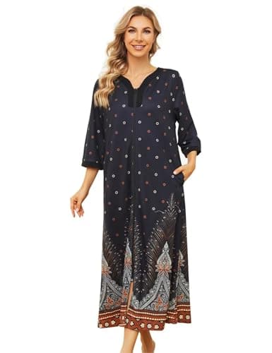 Women's Zipper Front Duster Robe