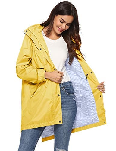 Womens Waterproof All-Weather Raincoat with Cinch Waist